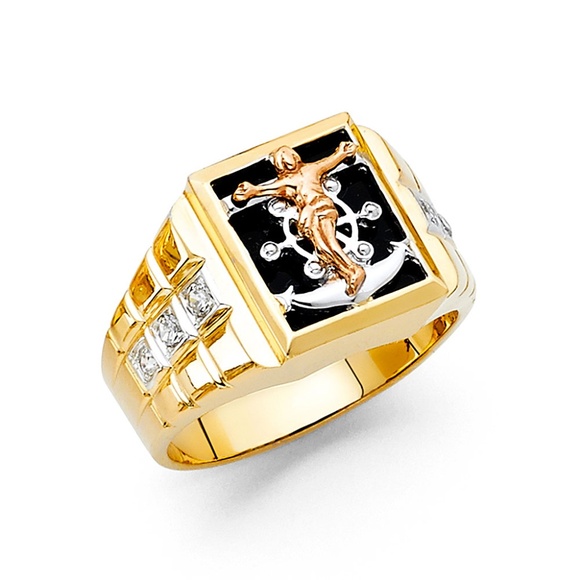 14K Yellow Gold Onyx Men's Ring